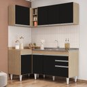 Ver imagem 2 de Armário de Cozinha Modulado de Canto Direito 4 Peças CP39 com Pia Inox Castanho/Preto - Lumil Lumil