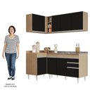 Ver imagem 5 de Armário de Cozinha Modulado de Canto Direito 4 Peças CP39 com Pia Inox Castanho/Preto - Lumil Lumil
