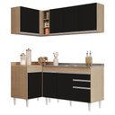 Ver imagem 1 de Armário de Cozinha Modulado de Canto Direito 4 Peças CP39 com Pia Inox Castanho/Preto - Lumil Lumil