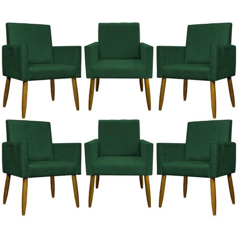 Kit 6 Poltronas Decorativas Mari - Verde Suede