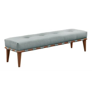 Recamier Quebec Decorativo Madeira Maciça 4 pés Linho Cinza Mescla - Zahav Estofados