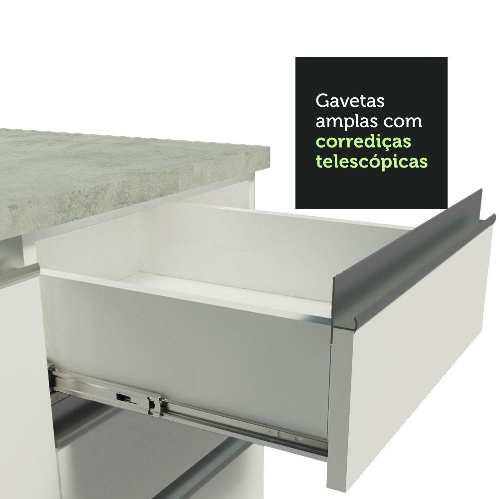 Balcão Gabinete de Pia Armário de Cozinha 120 x 60 cm 1 Porta 2 Gavetas Branco (Sem Tampo) Glamy Madesa - 8