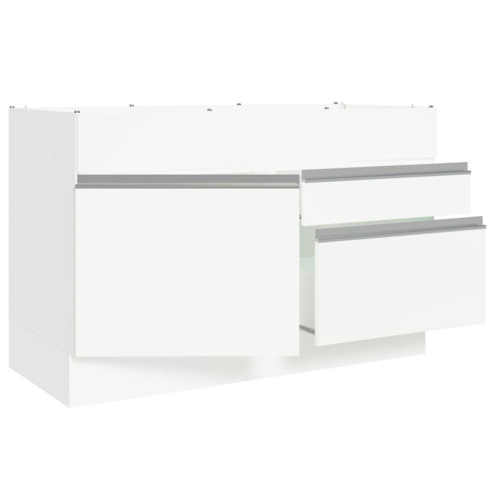 Balcão Gabinete de Pia Armário de Cozinha 120 x 60 cm 1 Porta 2 Gavetas Branco (Sem Tampo) Glamy Madesa - 6