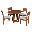 Ver imagem 2 de Conjunto Sala de Jantar Mesa Quadrada 90cm com 4 Cadeiras MDF Pinhão/Bege Claro