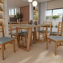 Ver imagem 3 de Conjunto Sala de Jantar Elisa em Madeira Maciça 6 Cadeiras Boucle Cinza