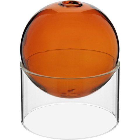Vaso Decorativo de Vidro Âmbar 10x10x10cm Enfeite Sala Mesa Estante Aparador