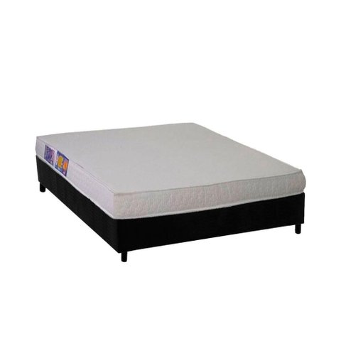 Conjunto Box Casal: Colchão Espuma Ortobom D23 Light Saúde + Base Crc Suede Black (138x188)