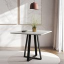 Ver imagem 1 de Mesa de Jantar Mônaco 90cm Branca Base Preta Branco