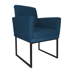 Kit 02 Poltronas Klara Base Ferro Preto Suede - Estopar Kit Klara Base Preta Suede Azul Royal - 4