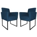 Ver imagem 1 de Kit 02 Poltronas Klara Base Ferro Preto Suede - Estopar Kit Klara Base Preta Suede Azul Royal