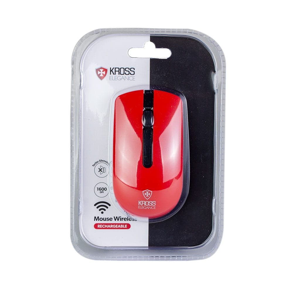 Mouse s/Fio Kross Recarregável USB 1600 DPI Vermelho KE-M315 - 6