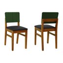 Ver imagem 1 de Kit 2 Cadeiras Linhas Madeira Maciça Encosto Mdf Laqueado Verde Musgo - Amêndoa - Corano Preto