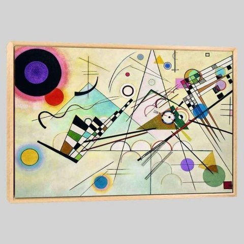 Quadro Kandinsky Composição Viii Tela Moldura Bege 95X63Cm