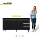 Ver imagem 2 de Balcão Gabinete de Pia 160cm sem Tampo 3 Portas Preto