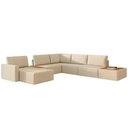 Ver imagem 2 de Sofá de Canto 5 Lugares com Chaise Modular Moderno Premium Veludo Bege Claro Agatha