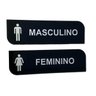 Kit 2 Placas Wc Acrílico Preto com Prata Masculino Feminino Banheiro - 1