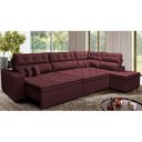 Ver imagem 1 de Sofá de Canto Retrátil e Reclinável Direito 3,00x2,36m Molas Cama inBox Espanha Velusoft Vinho