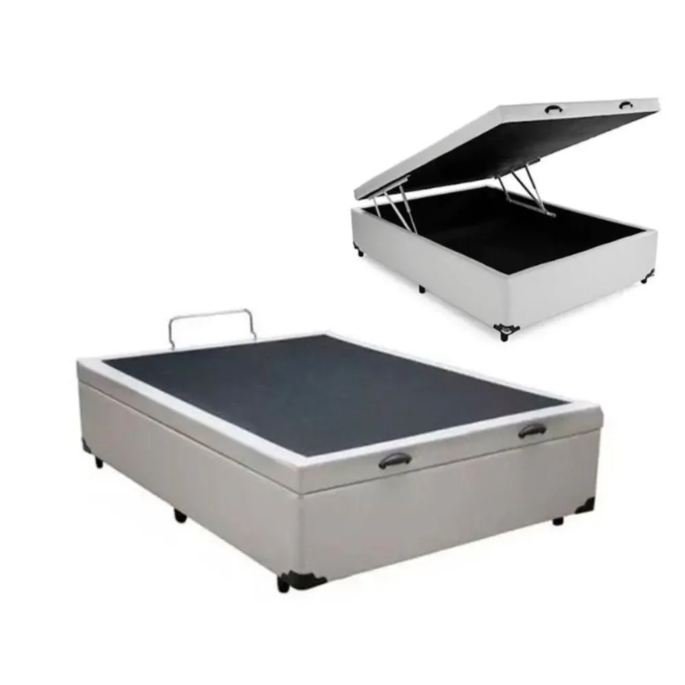 Cama Box Baú Casal Suede Bege 138x188x35 - 1