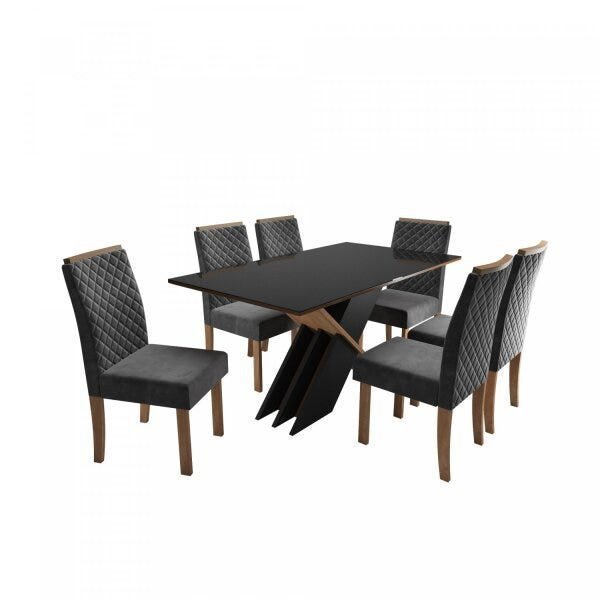 Conjunto Mesa Sarah Vidro com 6 Cadeiras Elegance Sonetto Móveis - 2