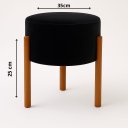 Ver imagem 3 de Puff Apolo Pes de Madeira Preto Veludo