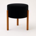 Ver imagem 2 de Puff Apolo Pes de Madeira Preto Veludo