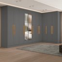 Ver imagem 1 de Guarda-Roupa Modulado de Canto com Puxadores MDF e Espelho Paris Cinza/Onix