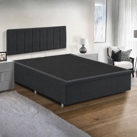 Base Cama Box Casal com Bau 1,38x1,88 Mts Valentina Vilajo: Suede Preto