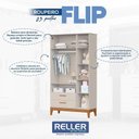 Ver imagem 5 de Guarda Roupa Infantil Flip 3 Portas com Berço Americano Flip Areia Acetinado - Reller