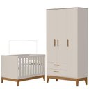 Ver imagem 1 de Guarda Roupa Infantil Flip 3 Portas com Berço Americano Flip Areia Acetinado - Reller