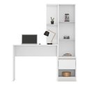 Ver imagem 1 de Mesa Escrivaninha Home Office com Armario Quarto Sala Escritorio Estante Livros Morada Cor Branco