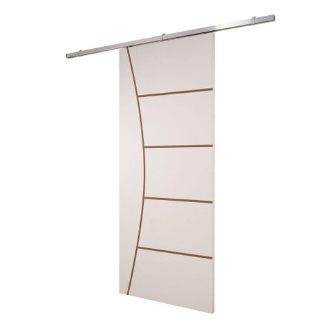 Porta de Correr Branco Prime Frisada Kit Alumínio F10 - 210x110