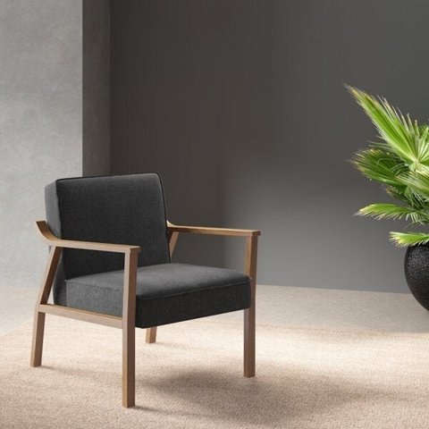 Poltrona Decorativa Madeira Maciça Jequitibá Assento com Persintas Elásticas Antônia