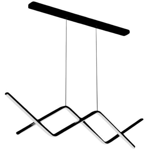 Luminária Pendente Teto 110cm X 92cm Linear Dupla Wave Raio Ondas Minimalista Gimpo Kjdd-l-140:preto