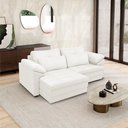 Ver imagem 1 de Sofá Retrátil Manual Sala de Estar Nolan Bipartido 250cm Conforto Premium em Couro Branco G58 - Gran