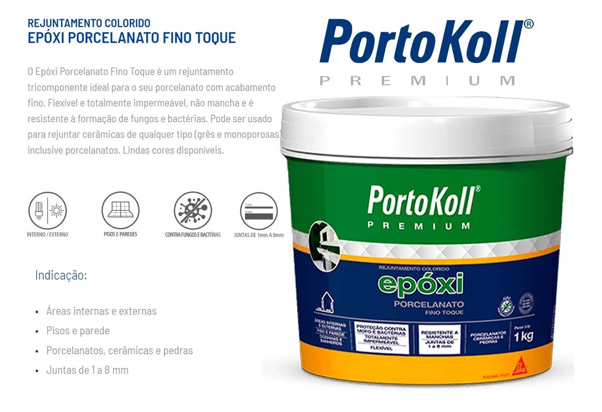 Rejunte Epóxi Porcelanato - Portokoll 1kg - PRETO INTENSO - 3