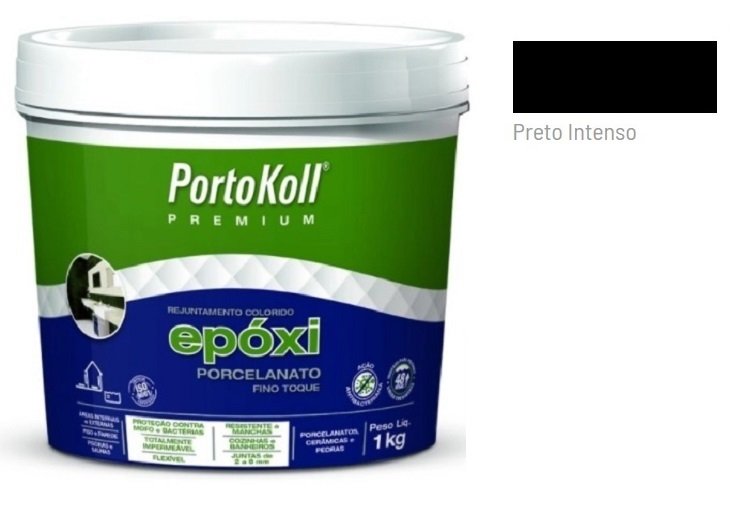 Rejunte Epóxi Porcelanato - Portokoll 1kg - PRETO INTENSO
