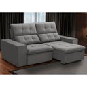 Ver imagem 2 de Sofá Retrátil Reclinável para Sala 3 Lugares 210cm Vincent F04 Veludo Cinza Claro - Lyam Decor