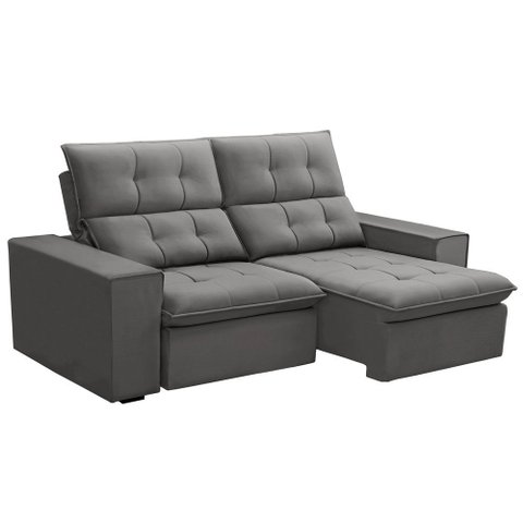 Sofá Retrátil Reclinável para Sala 3 Lugares 210cm Vincent F04 Veludo Cinza Claro - Lyam Decor