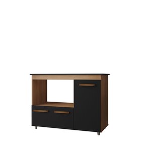 Armário Cozinha Cooktop 5 Bocas Ana com 3 Portas em Mdp - Savana/preto