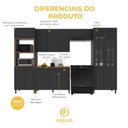 Ver imagem 5 de Armário de Cozinha Modulada Completa Fidelitá Nara 100% MDF 5 Peças 350cm 16 Portas 2 Gavetas com