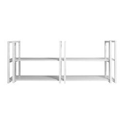 Prateleira Suspensa Industrial Elegante com 6 Hastes Brancas e Mdf Branco P/ Sala Quarto Escritório - 4