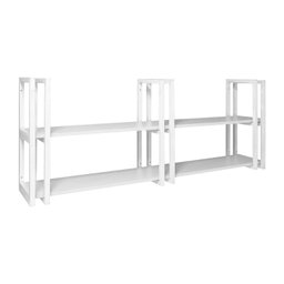 Prateleira Suspensa Industrial Elegante com 6 Hastes Brancas e Mdf Branco P/ Sala Quarto Escritório - 5