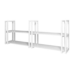 Prateleira Suspensa Industrial Elegante com 6 Hastes Brancas e Mdf Branco P/ Sala Quarto Escritório - 6
