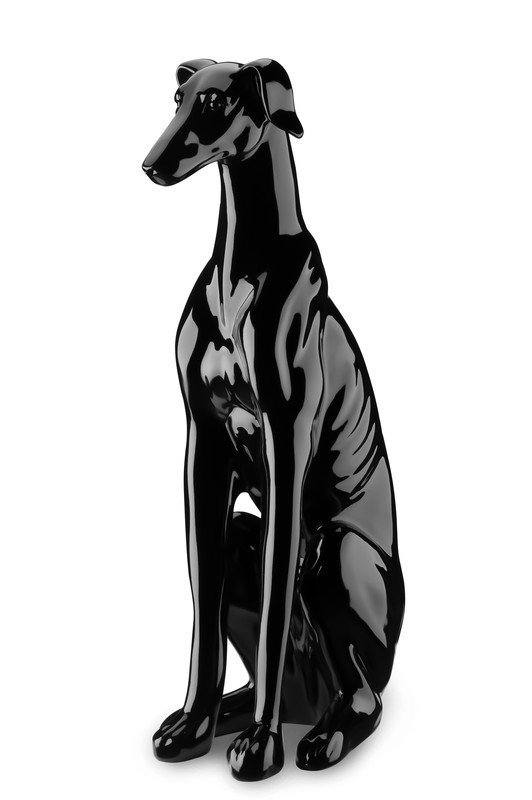 Escultura Estátua Decorativa Moderna Cachorro Galgo Grande 75cm:preto Brilho