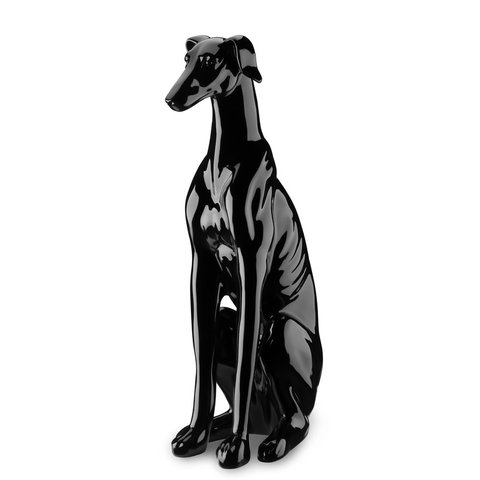 Escultura Estátua Decorativa Moderna Cachorro Galgo Grande 75cm:preto Brilho