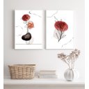 Ver imagem 2 de Kit 2 Quadros Decorativos Flor e Folha- Manchas Aquarela 33x24cm - com Vidro:madeira Preta