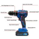 Ver imagem 3 de Parafusadeira Furadeira sem Fio 36v 2 Baterias 340w Bivolt