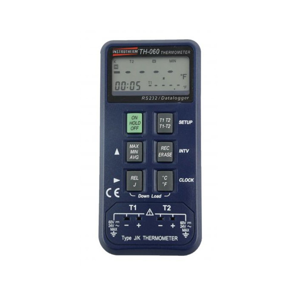 Termômetro Digital Datalogger T1 T2 Rs-232 Memória Tipo K J 15000 Dados Windows Th-060 Estojo Com Ce - 2