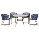 Ver imagem 1 de Mesa com 4 Cadeiras de Jantar Roma 100cm e Noronha em Aluminío Fendi Corda Nautica Estofado 5 Trama