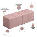 Ver imagem 5 de Kit Cabeceira Cama Box Casal 140cm com Calçadeira Roma W01 Linho Rosa - Lyam Decor